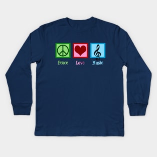 Peace Love Music Kids Long Sleeve T-Shirt